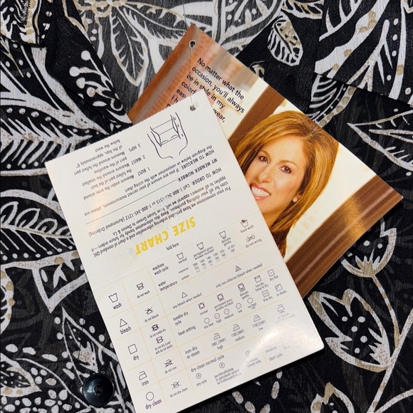 Susan Graver Black and White Floral Blouse - Picture 7 of 8